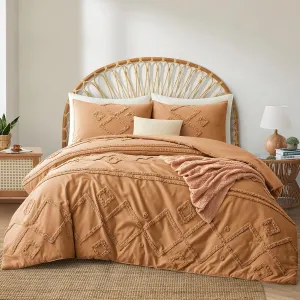 Oli Anderson Burnt Orange King Comforter Set Tufted Bedding Set King 3 Pieces, Boho Shabby Chic Comforter with 2 Pillowcases (Burnt Orange,King)