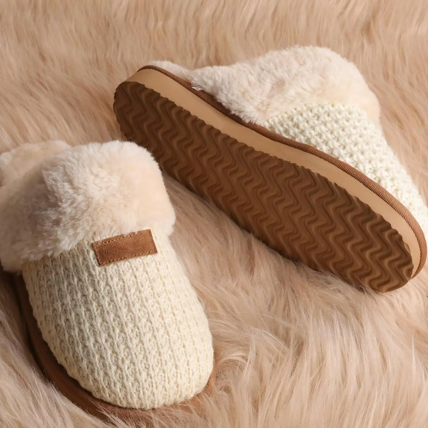 OOW Cozy House Slippers for Women with Memory Foam Soft Warm Fuzzy Slippers Women Home Womens Slipper Shoes for Indoor