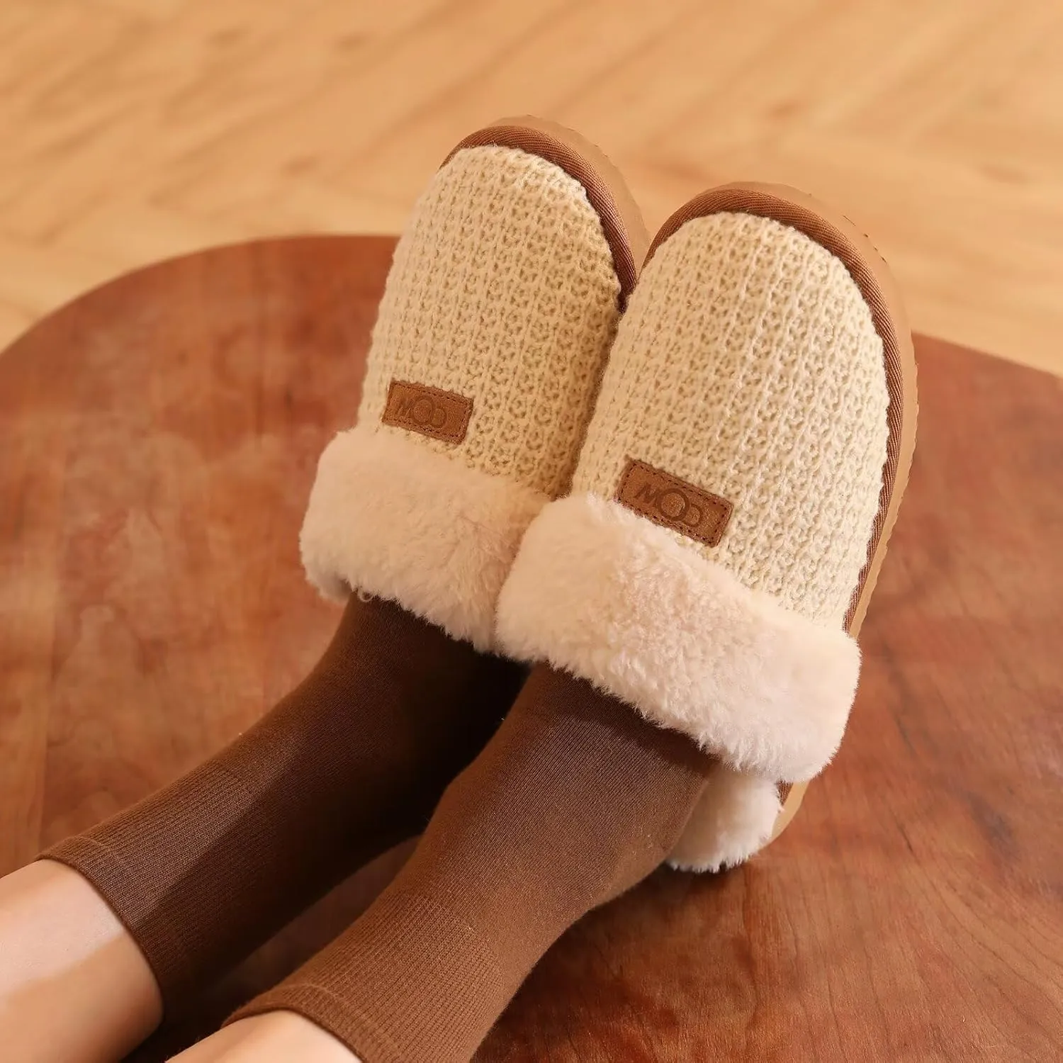 OOW Cozy House Slippers for Women with Memory Foam Soft Warm Fuzzy Slippers Women Home Womens Slipper Shoes for Indoor