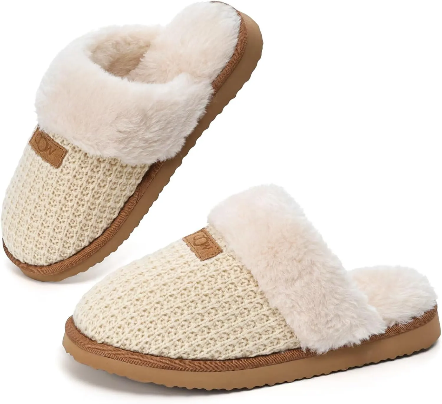 OOW Cozy House Slippers for Women with Memory Foam Soft Warm Fuzzy Slippers Women Home Womens Slipper Shoes for Indoor