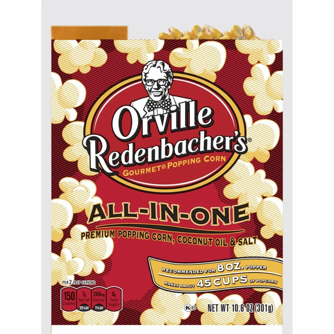 Orville Redenbacher's All-In-One Popcorn Kit, with Kernels, Coconut Oil & Salt, for 8oz. Popcorn Machine, 10.6oz. (Pack of 24)