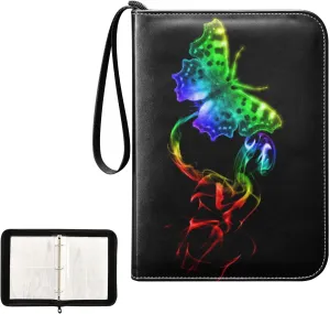 OTVEE Card Binder Beautiful Colorful Butterfly Trading Card Album with 50 Removable Sleeves Fits 400 Cards