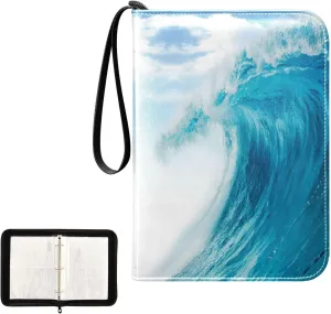 OTVEE Card Binder Creative Football Sea Wave Trading Card Album with 50 Removable Sleeves Fits 400 Cards