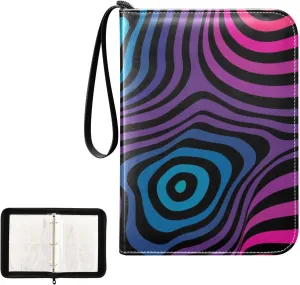OTVEE Card Binder Trendy Colorful Fluid Curved Lines Trading Card Album with 50 Removable Sleeves Fits 400 Cards