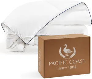 Pacific Coast Down Comforters King Size, 100% Cotton Duvet Insert, Extra Fluffy White Comforter, Ultra-Soft, Breathable, All Season Hotel Luxury Bedding Comforters, 8 Corner & Center Loops (106"x90")