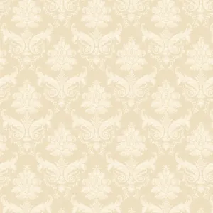 Pack of 5 Dolls House Miniature Cream On Beige Leaf Damask Wallpaper