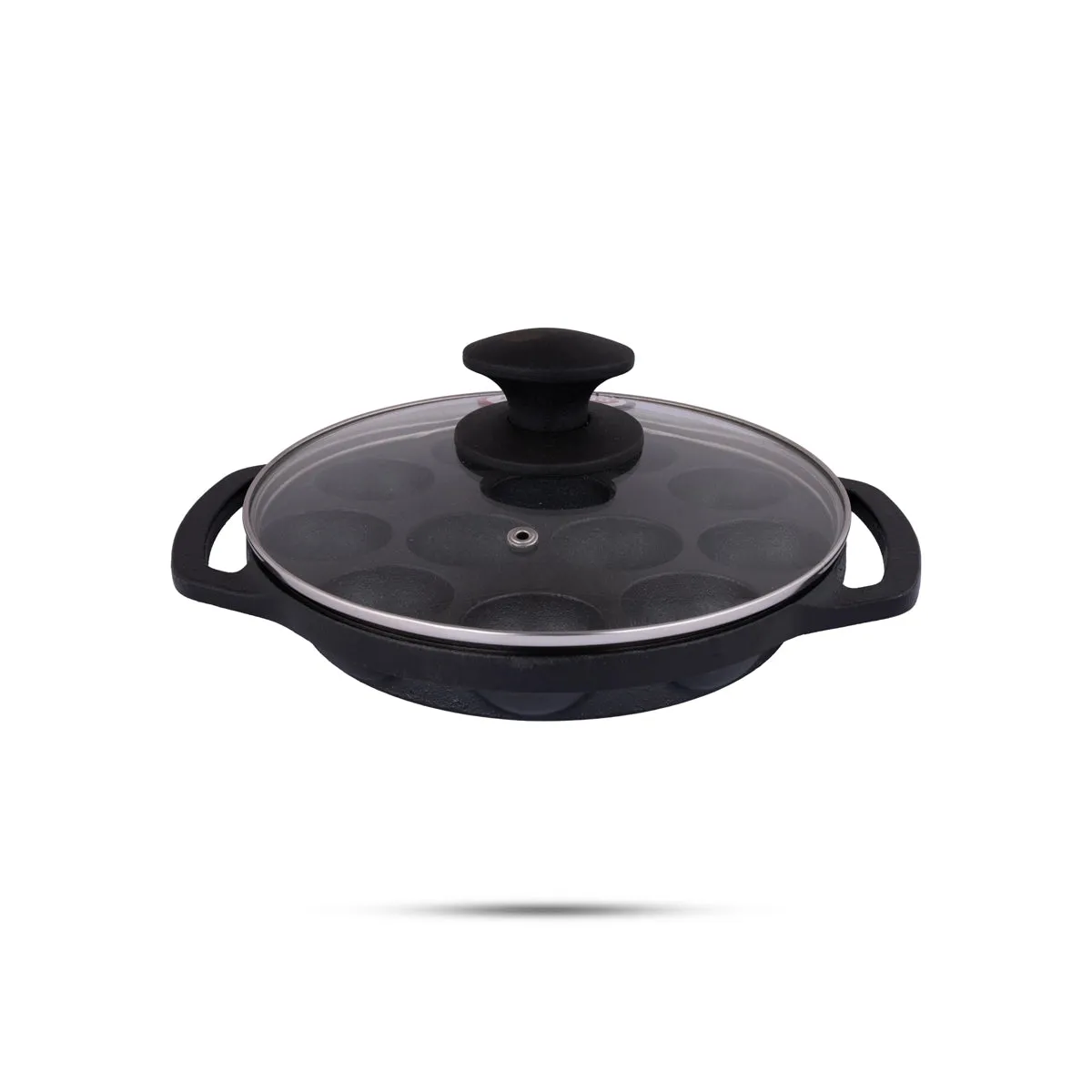 Paniyaram Pan With Lid - 8 Inches | Cast Iron Pan/ Unniyappam Pan for Home/ 2.965 Kgs Approx