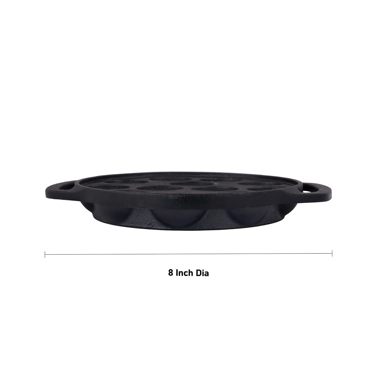 Paniyaram Pan With Lid - 8 Inches | Cast Iron Pan/ Unniyappam Pan for Home/ 2.965 Kgs Approx