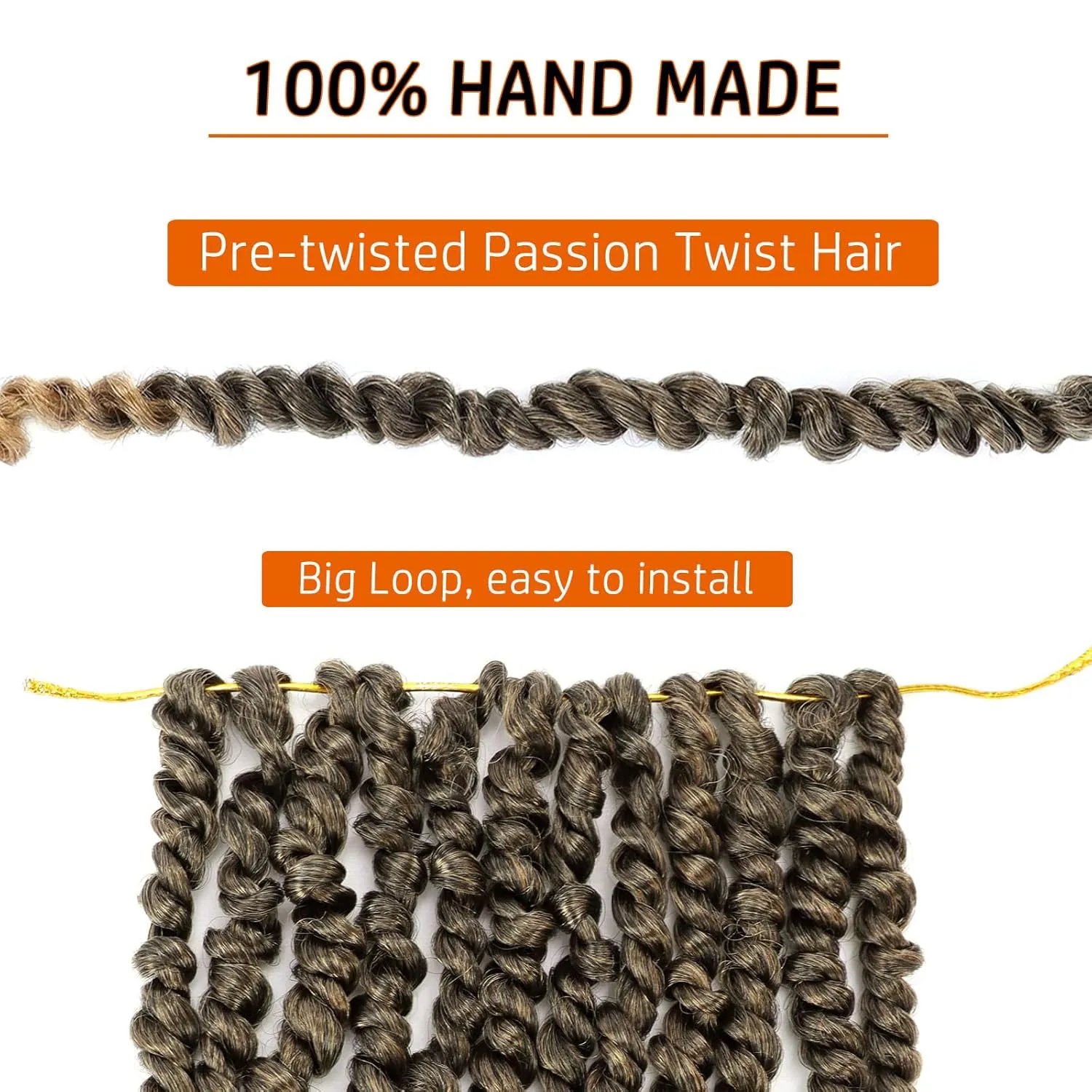 Passion Twist Crochet Hair 10 Inch Pre-twisted Passion Twist Crochet Braids for Women Kids Pre-looped Short Curly Crochet Hair Bohemian Synthetic Hair Extensions 8 packs 1B/27