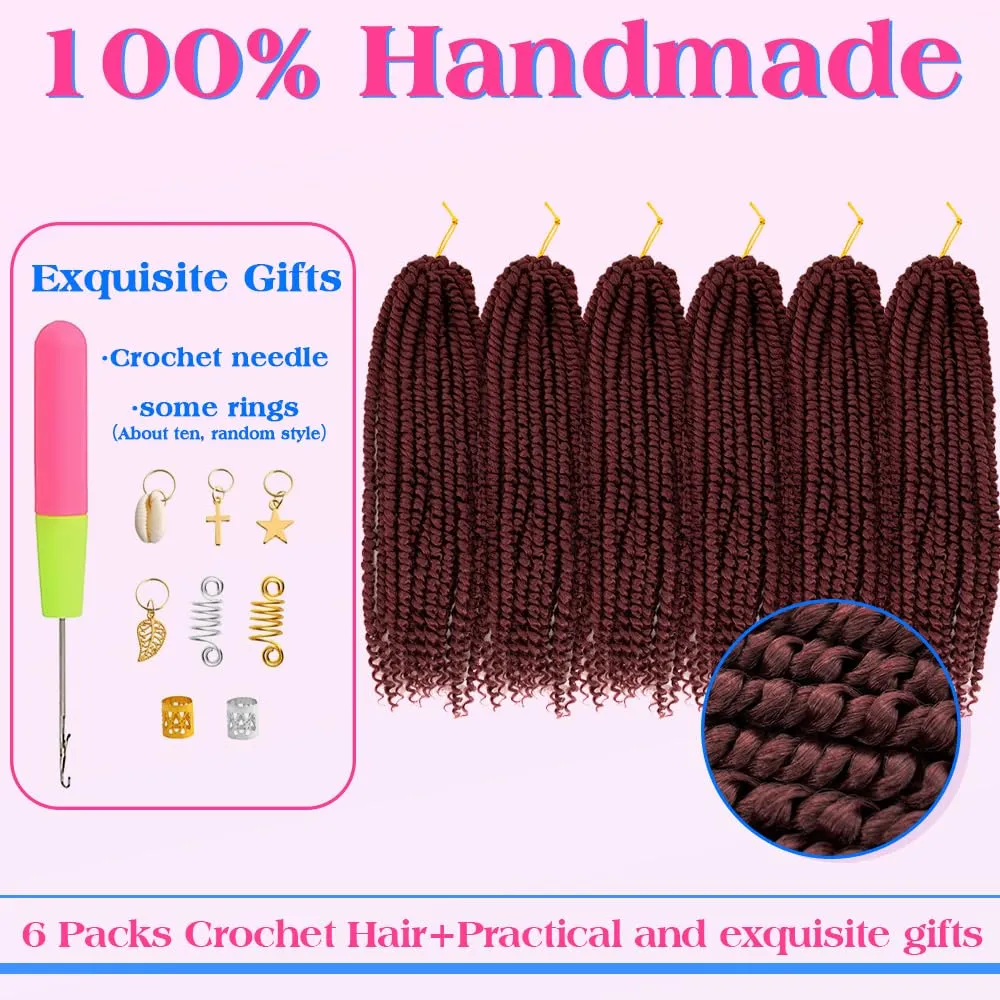 Passion Twist Crochet Hair 18inch 96 Stands Passion Twists Braiding Hair 6 Packs Synthetic Passion Twist Crochet Braids Hair Extensions (118# Reddish Brown, 18 Inch (Pack of 6))