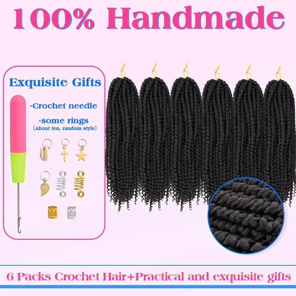 Passion Twist Crochet Hair 18inch 96 Stands Passion Twists Braiding Hair 6 Packs Synthetic Passion Twist Crochet Braids Hair Extensions (1#BLACK Hair, 18 Inch (Pack of 6))