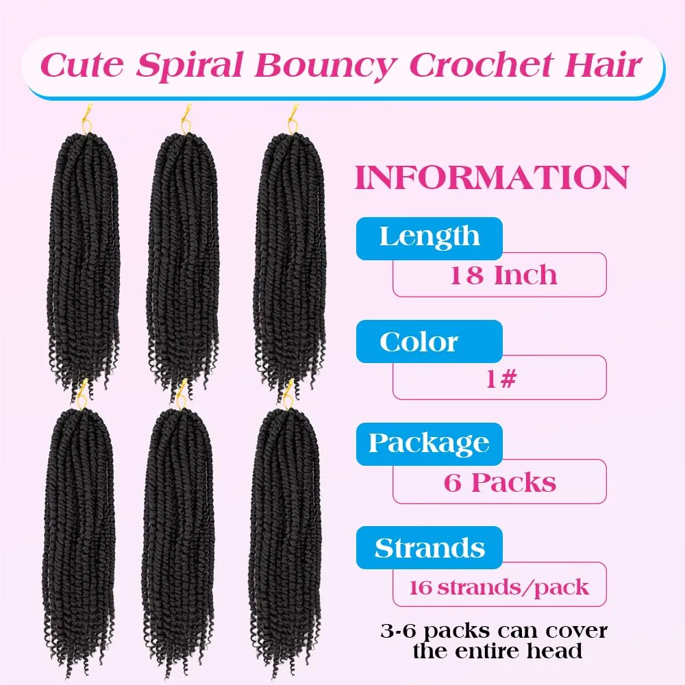 Passion Twist Crochet Hair 18inch 96 Stands Passion Twists Braiding Hair 6 Packs Synthetic Passion Twist Crochet Braids Hair Extensions (1#BLACK Hair, 18 Inch (Pack of 6))