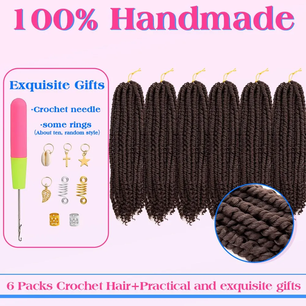 Passion Twist Crochet Hair 18inch 96 Stands Passion Twists Braiding Hair 6 Packs Synthetic Passion Twist Crochet Braids Hair Extensions (2#Dark Brown Hair, 18 Inch (Pack of 6))
