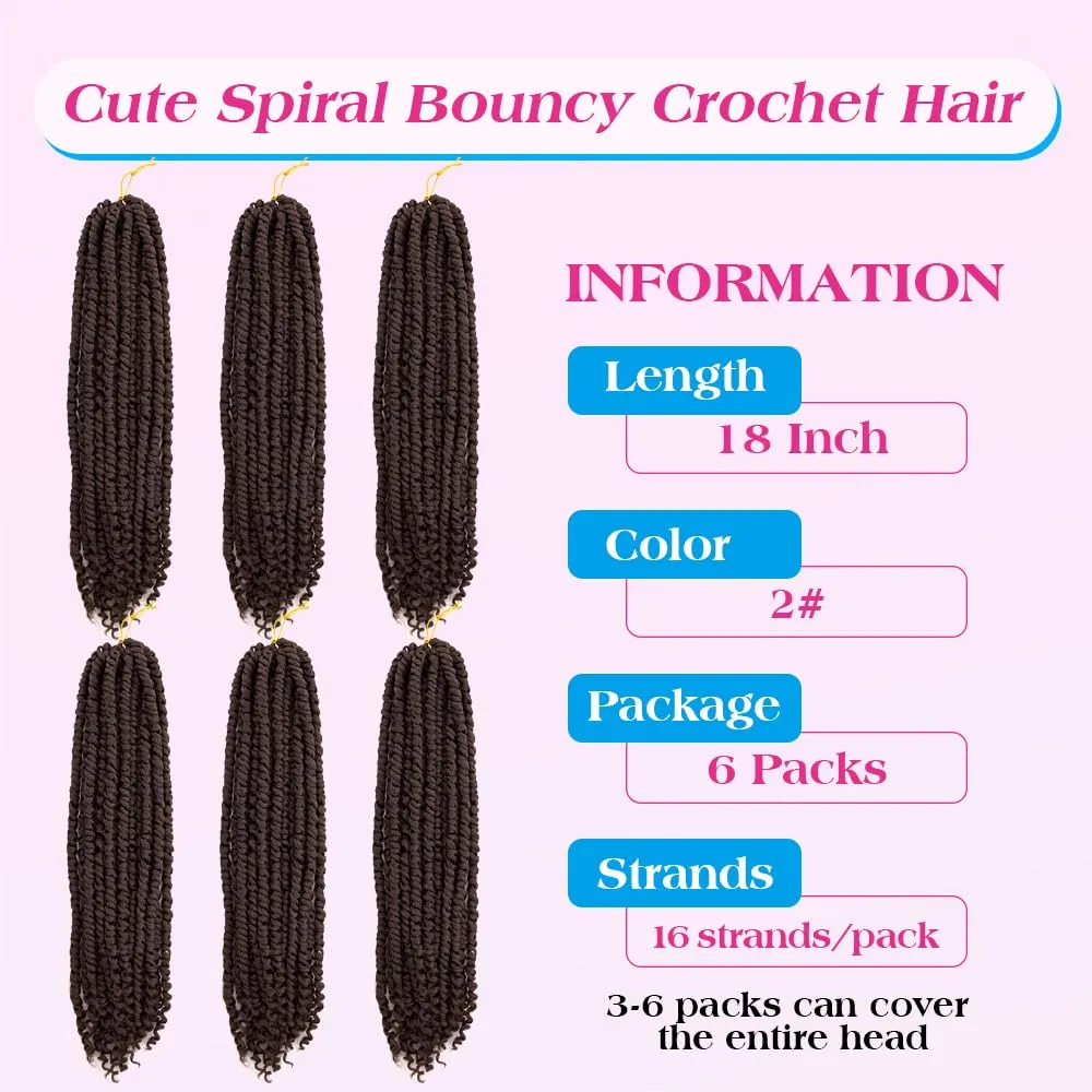 Passion Twist Crochet Hair 18inch 96 Stands Passion Twists Braiding Hair 6 Packs Synthetic Passion Twist Crochet Braids Hair Extensions (2#Dark Brown Hair, 18 Inch (Pack of 6))