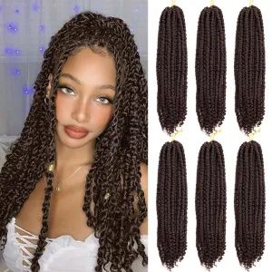 Passion Twist Crochet Hair 18inch 96 Stands Passion Twists Braiding Hair 6 Packs Synthetic Passion Twist Crochet Braids Hair Extensions (2#Dark Brown Hair, 18 Inch (Pack of 6))