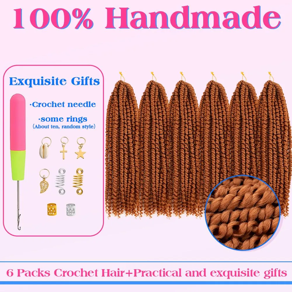 Passion Twist Crochet Hair 18inch 96 Stands Passion Twists Braiding Hair 6 Packs Synthetic Passion Twist Crochet Braids Hair Extensions (30# Medium Auburn, 18 Inch (Pack of 6))