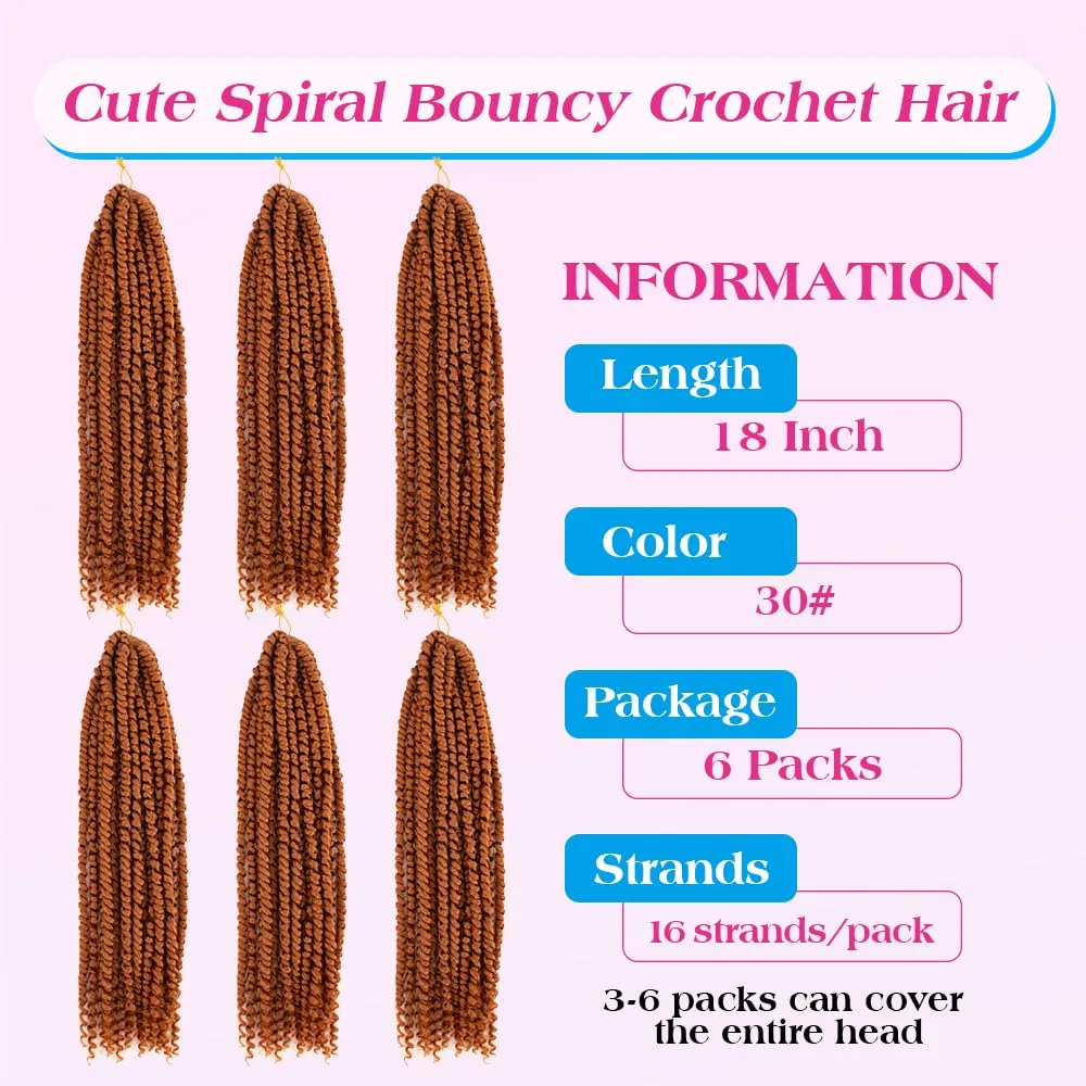 Passion Twist Crochet Hair 18inch 96 Stands Passion Twists Braiding Hair 6 Packs Synthetic Passion Twist Crochet Braids Hair Extensions (30# Medium Auburn, 18 Inch (Pack of 6))