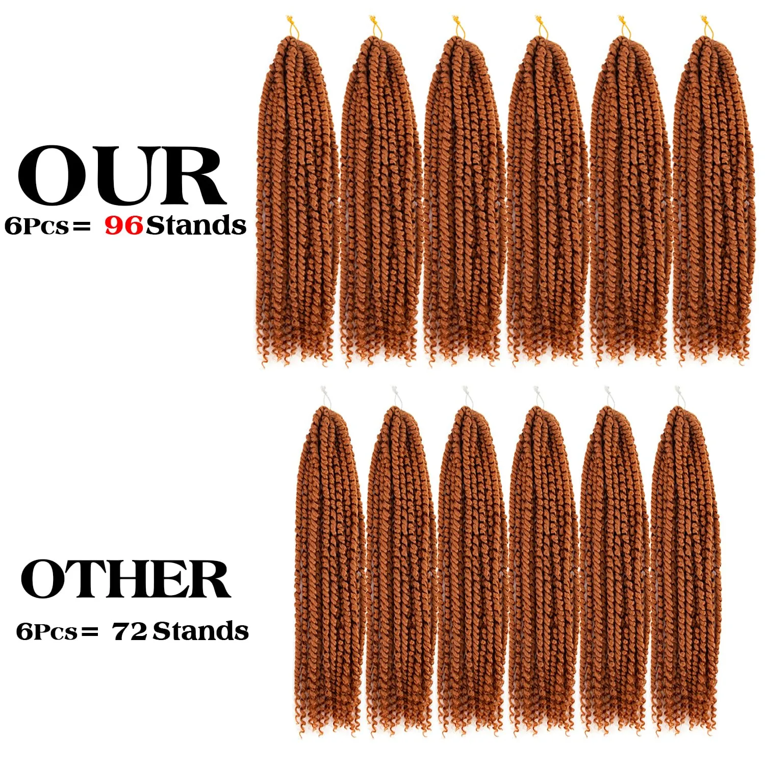 Passion Twist Crochet Hair 18inch 96 Stands Passion Twists Braiding Hair 6 Packs Synthetic Passion Twist Crochet Braids Hair Extensions (30# Medium Auburn, 18 Inch (Pack of 6))