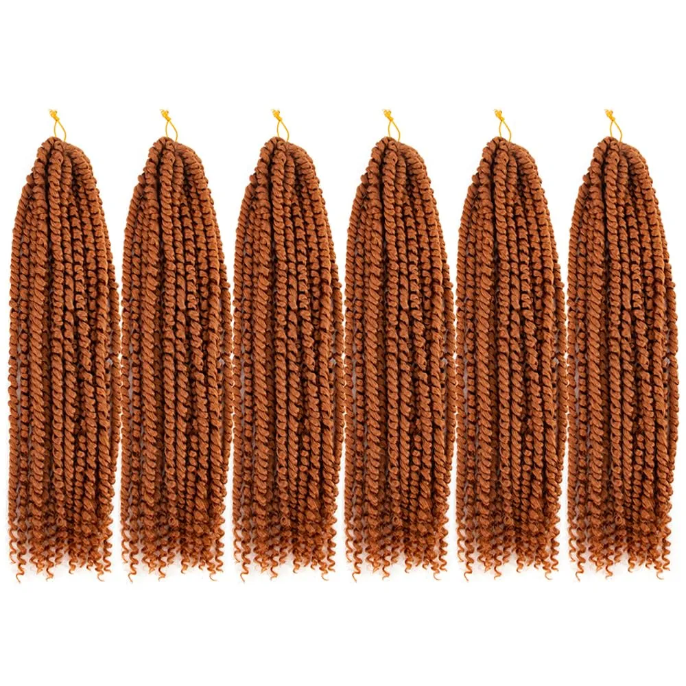Passion Twist Crochet Hair 18inch 96 Stands Passion Twists Braiding Hair 6 Packs Synthetic Passion Twist Crochet Braids Hair Extensions (30# Medium Auburn, 18 Inch (Pack of 6))