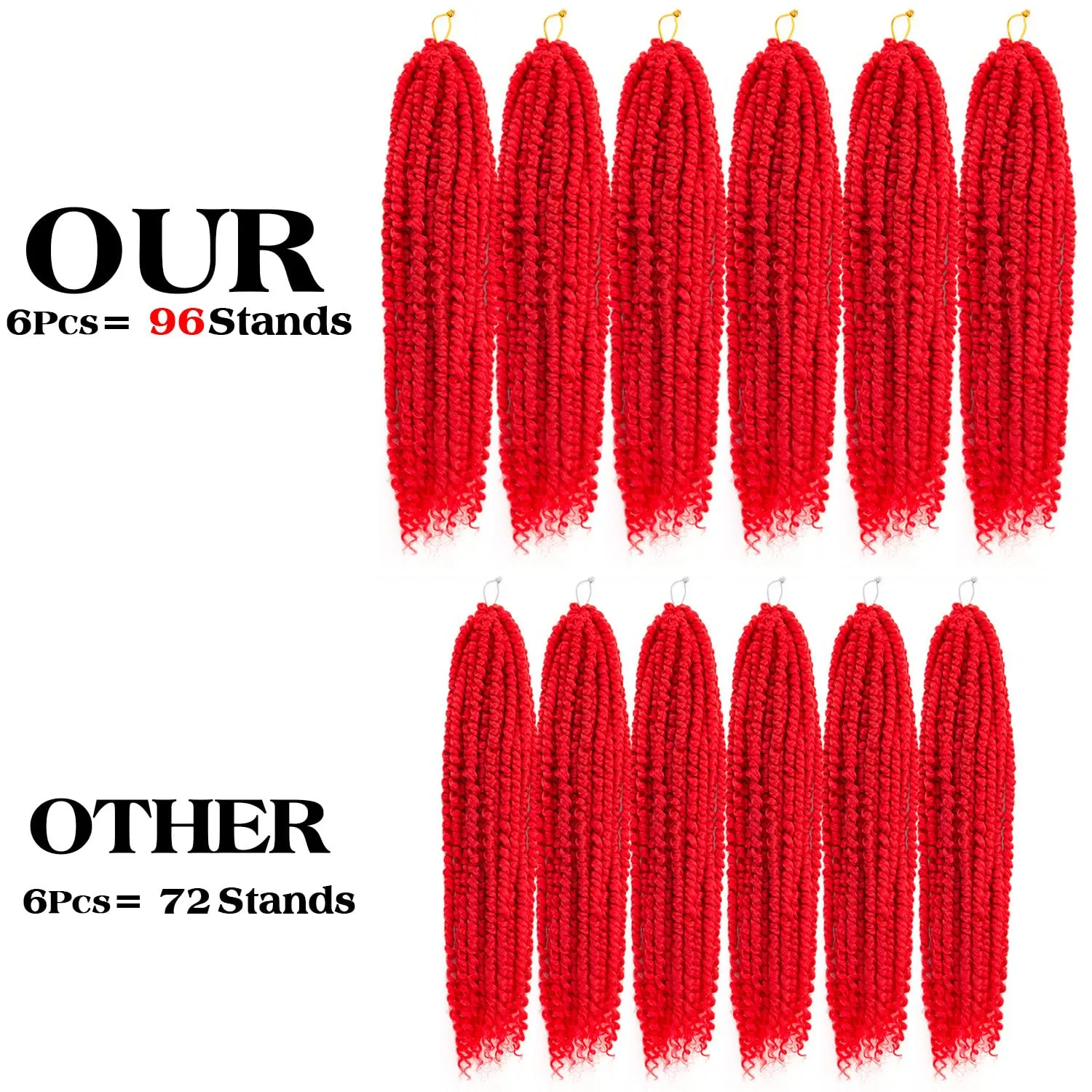 Passion Twist Crochet Hair 18inch 96 Stands Passion Twists Braiding Hair 6 Packs Synthetic Passion Twist Crochet Braids Hair Extensions (3100# Red hair, 18 Inch (Pack of 6))