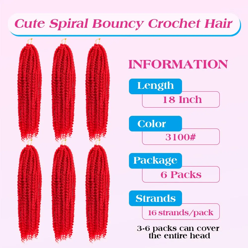 Passion Twist Crochet Hair 18inch 96 Stands Passion Twists Braiding Hair 6 Packs Synthetic Passion Twist Crochet Braids Hair Extensions (3100# Red hair, 18 Inch (Pack of 6))