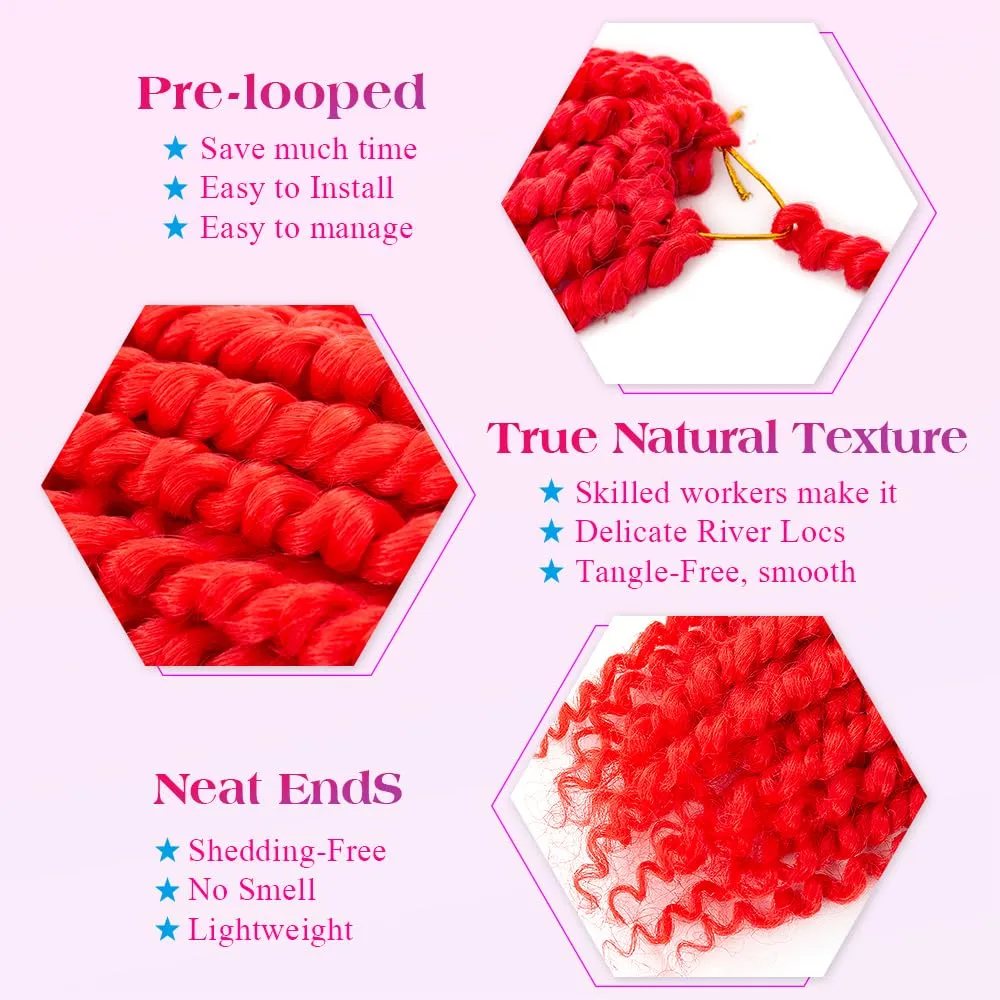 Passion Twist Crochet Hair 18inch 96 Stands Passion Twists Braiding Hair 6 Packs Synthetic Passion Twist Crochet Braids Hair Extensions (3100# Red hair, 18 Inch (Pack of 6))