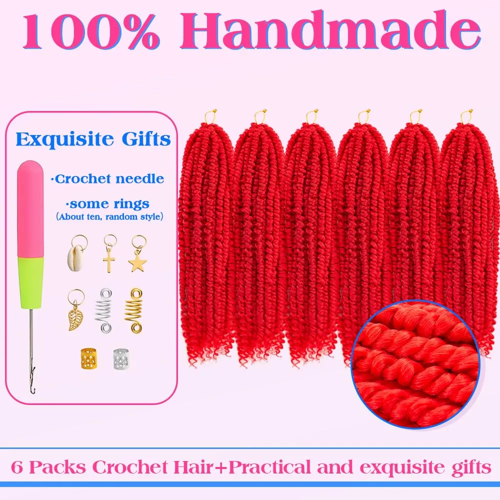 Passion Twist Crochet Hair 18inch 96 Stands Passion Twists Braiding Hair 6 Packs Synthetic Passion Twist Crochet Braids Hair Extensions (3100# Red hair, 18 Inch (Pack of 6))