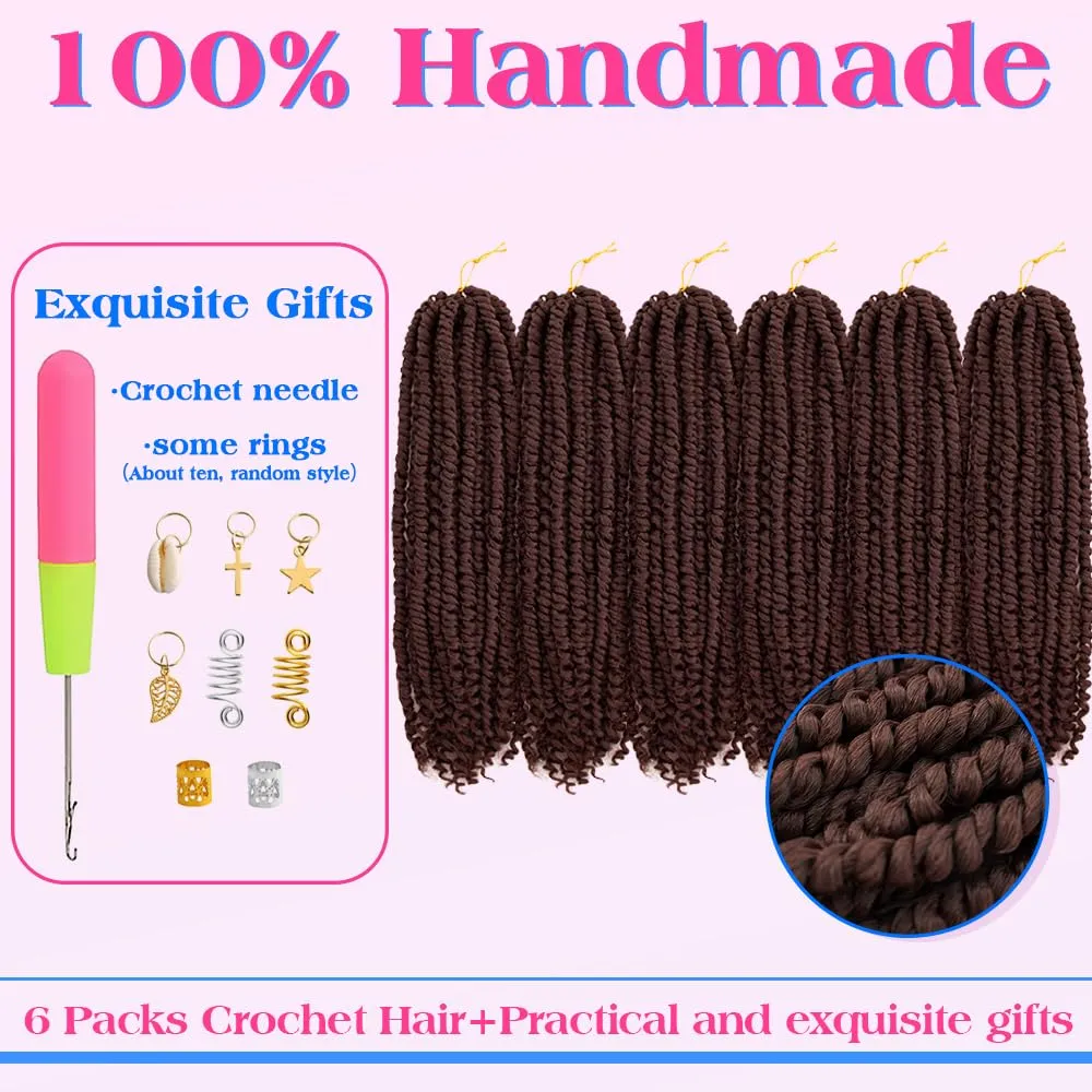 Passion Twist Crochet Hair 18inch 96 Stands Passion Twists Braiding Hair 6 Packs Synthetic Passion Twist Crochet Braids Hair Extensions (4#Medium Dark Brown, 18 Inch (Pack of 6))