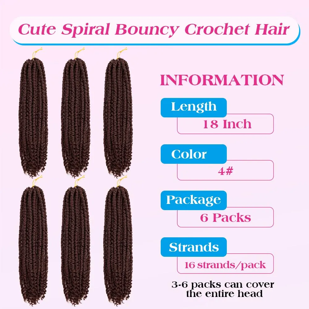 Passion Twist Crochet Hair 18inch 96 Stands Passion Twists Braiding Hair 6 Packs Synthetic Passion Twist Crochet Braids Hair Extensions (4#Medium Dark Brown, 18 Inch (Pack of 6))