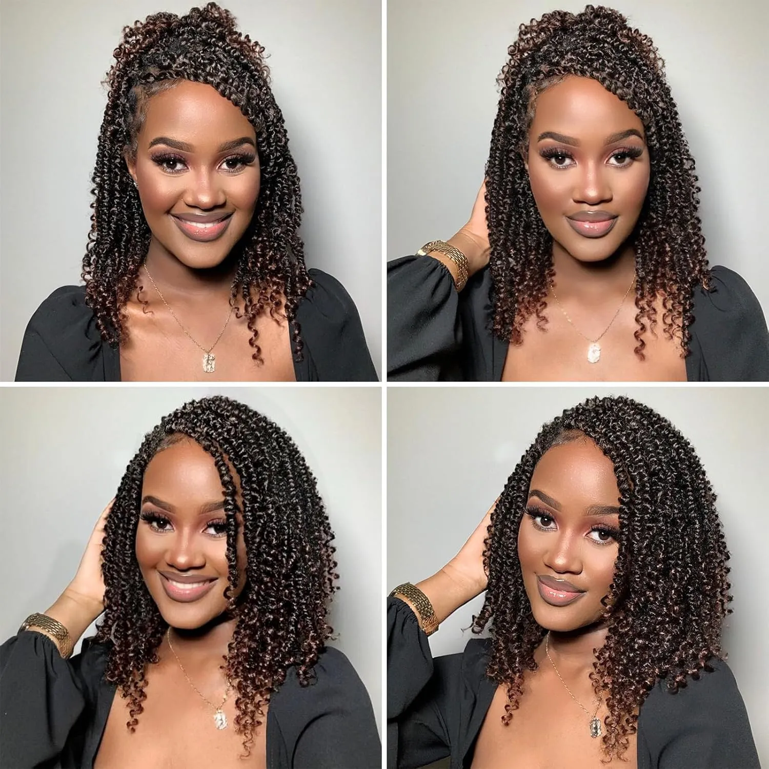 Passion Twist Crochet Hair, Pretwisted Passion Crochet Hair 12 Inch, Passion Twist Crochet Hair 8 Packs Prelooped Passion Twist Hair, Short Pre Looped Crochet Hair for Black Women(1B/30)