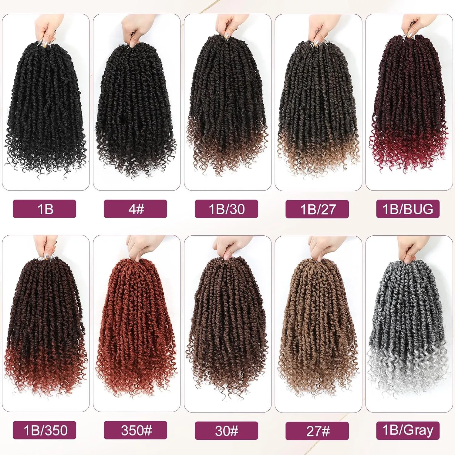 Passion Twist Crochet Hair, Pretwisted Passion Crochet Hair 12 Inch, Passion Twist Crochet Hair 8 Packs Prelooped Passion Twist Hair, Short Pre Looped Crochet Hair for Black Women(2#)