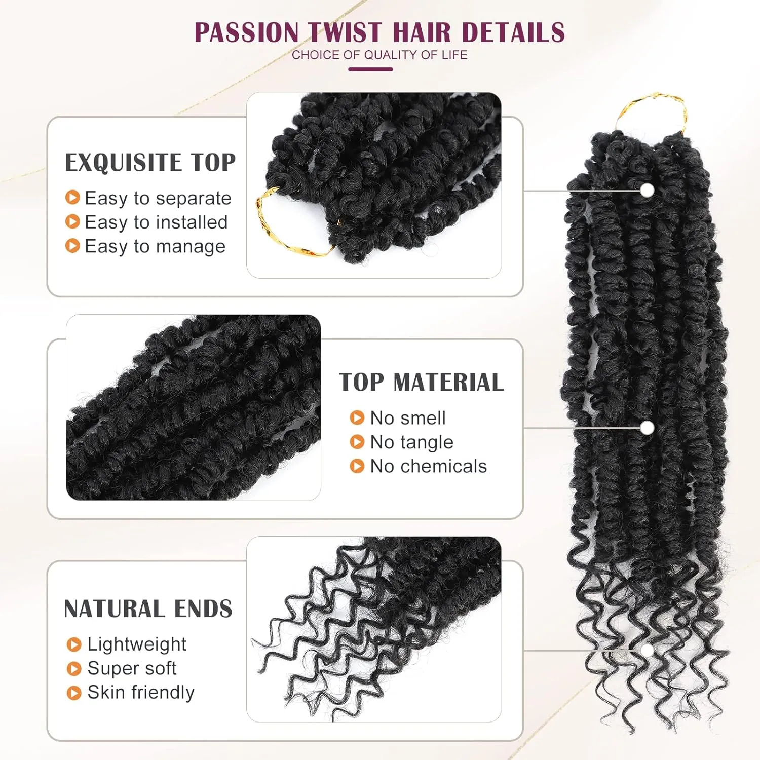 Passion Twist Crochet Hair,Passion Twist Hair 12 Inch,8 Packs Pre-twist Passion Twist Hair,Short Passion Twist Crochet Braids,Pre Looped Crochet Hair For Black Women(1B)