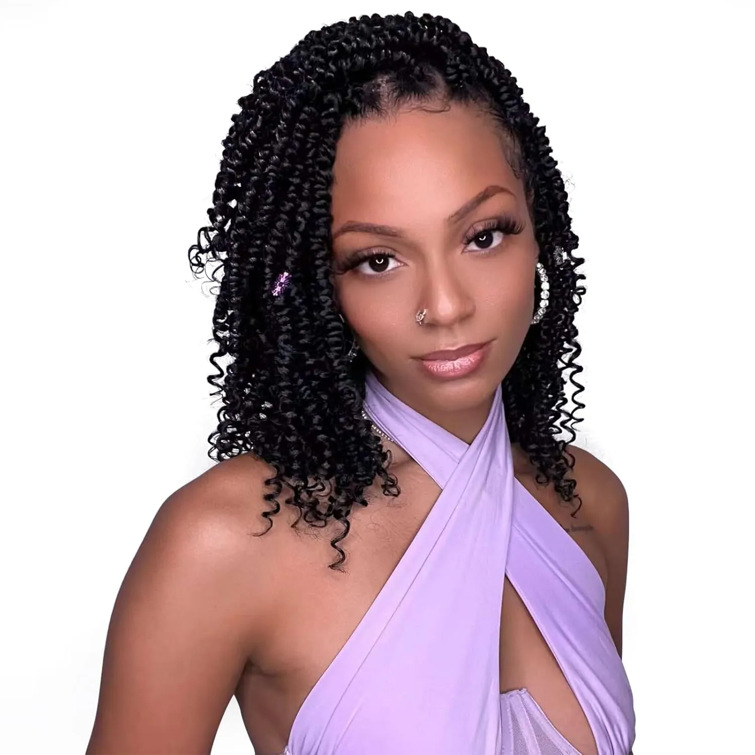 Passion Twist Crochet Hair,Passion Twist Hair 12 Inch,8 Packs Pre-twist Passion Twist Hair,Short Passion Twist Crochet Braids,Pre Looped Crochet Hair For Black Women(1B)