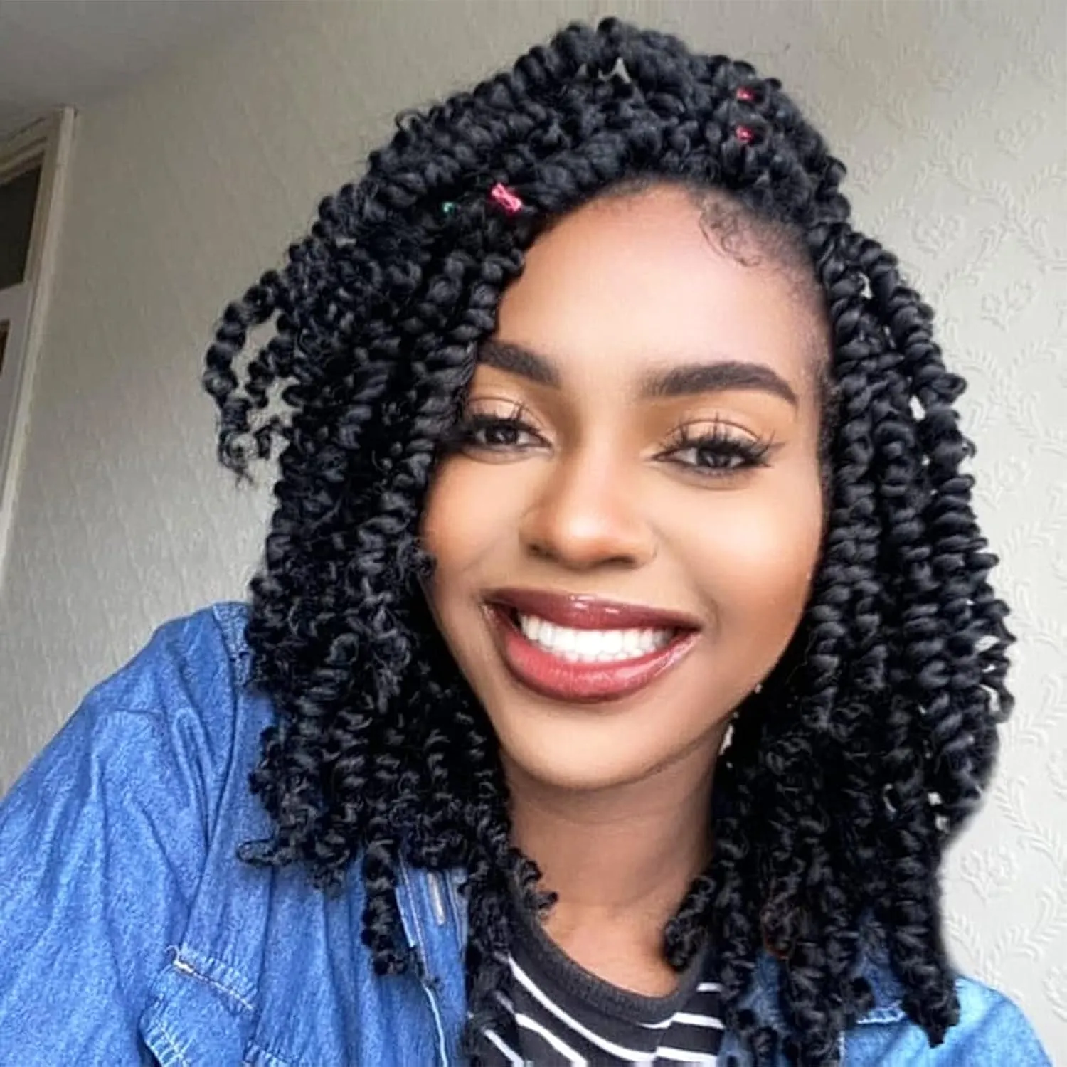 Passion Twist Hair 10 Inch 8 Packs, Pre Twisted Passion Twist Crochet Hair For Black Women, Pre Looped Passion Twist Curly Crochet Hair, Short Crochet Passion Twist Hair (10 Inch (Pack of 8), 1#)