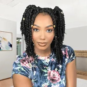 Passion Twist Hair 10 Inch 8 Packs, Pre Twisted Passion Twist Crochet Hair For Black Women, Pre Looped Passion Twist Curly Crochet Hair, Short Crochet Passion Twist Hair (10 Inch (Pack of 8), 1B#)
