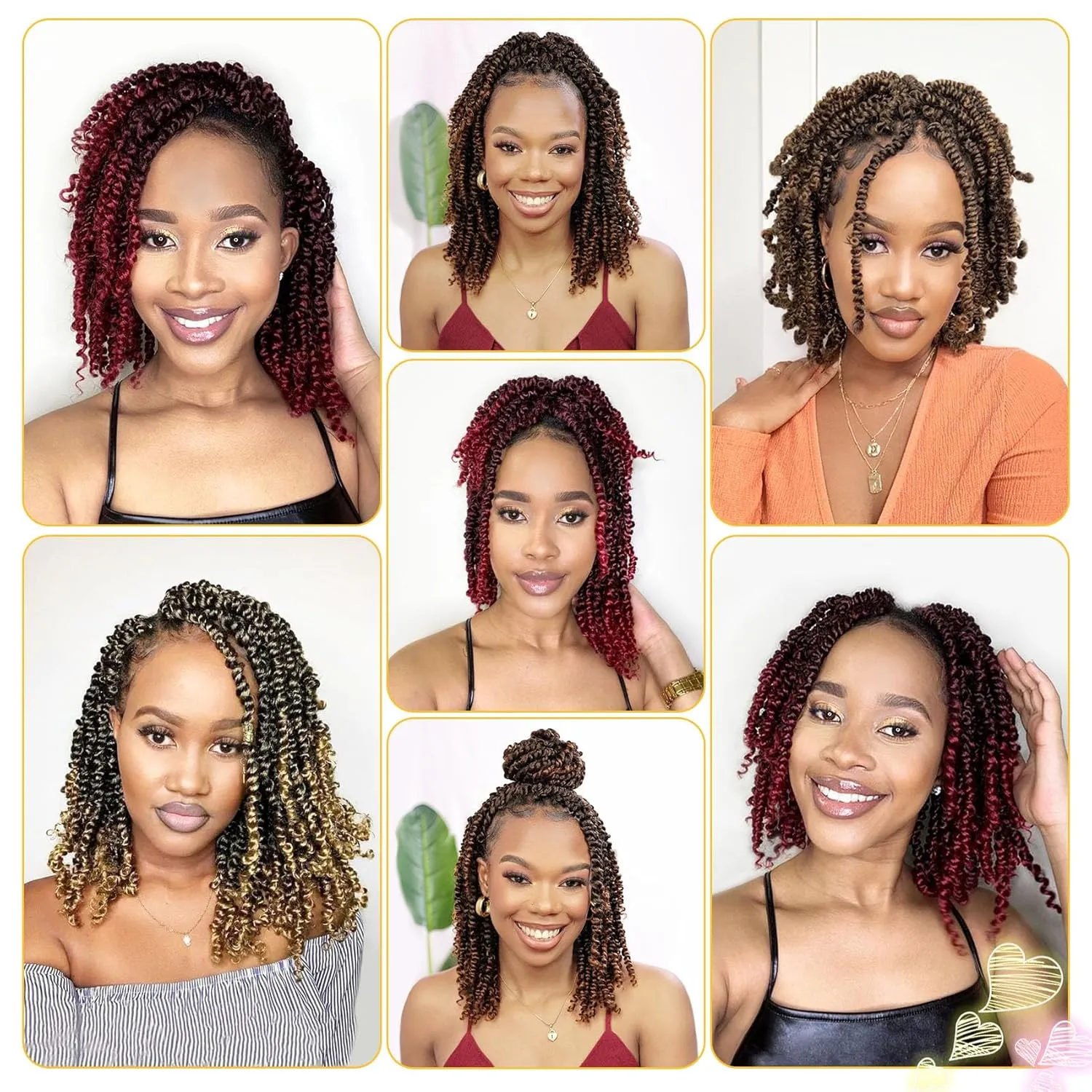 Passion Twist Hair 10 Inch 8 Packs, Pre Twisted Passion Twist Crochet Hair For Black Women, Pre Looped Passion Twist Curly Crochet Hair, Short Crochet Passion Twist Hair (10 Inch (Pack of 8), 1B#)