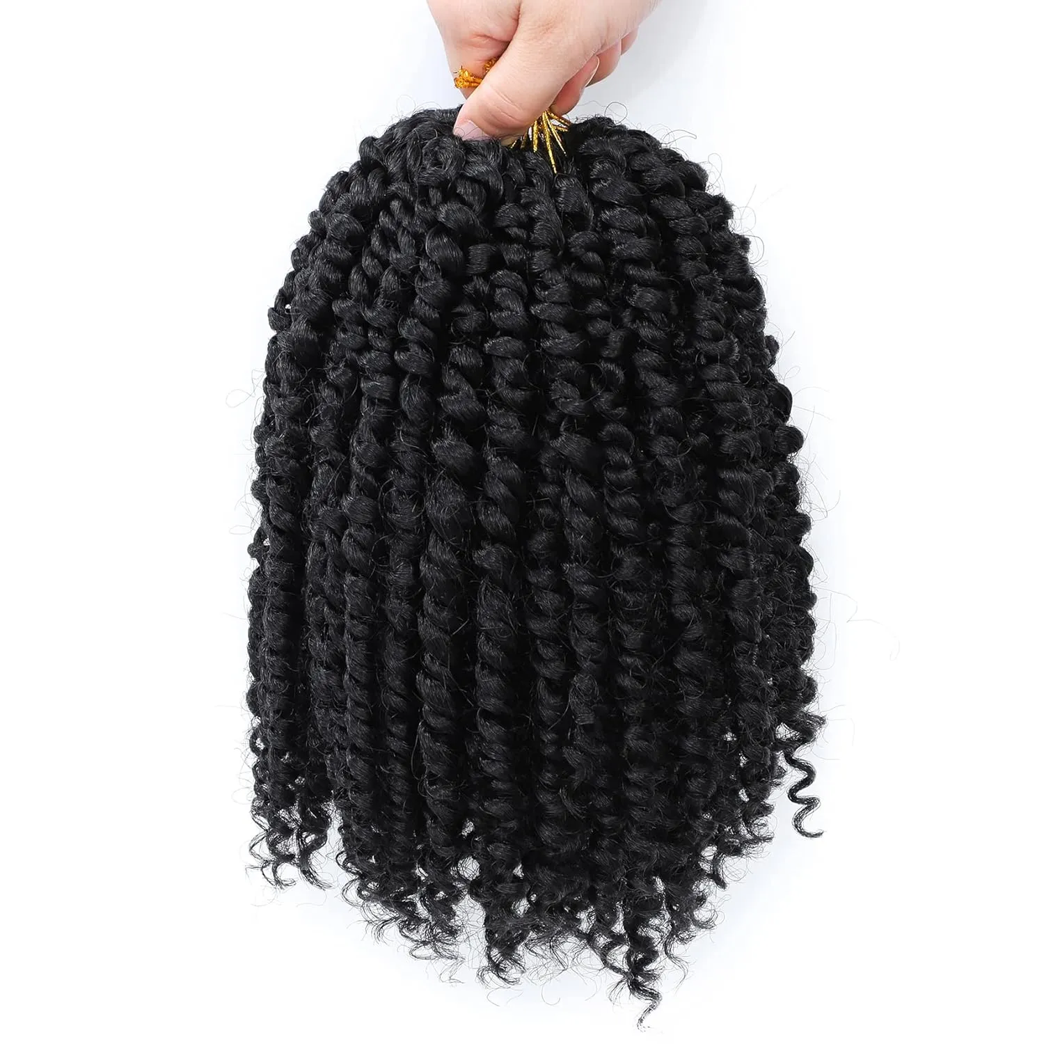 Passion Twist Hair 10 Inch 8 Packs, Pre Twisted Passion Twist Crochet Hair For Black Women, Pre Looped Passion Twist Curly Crochet Hair, Short Crochet Passion Twist Hair (10 Inch (Pack of 8), 1B#)