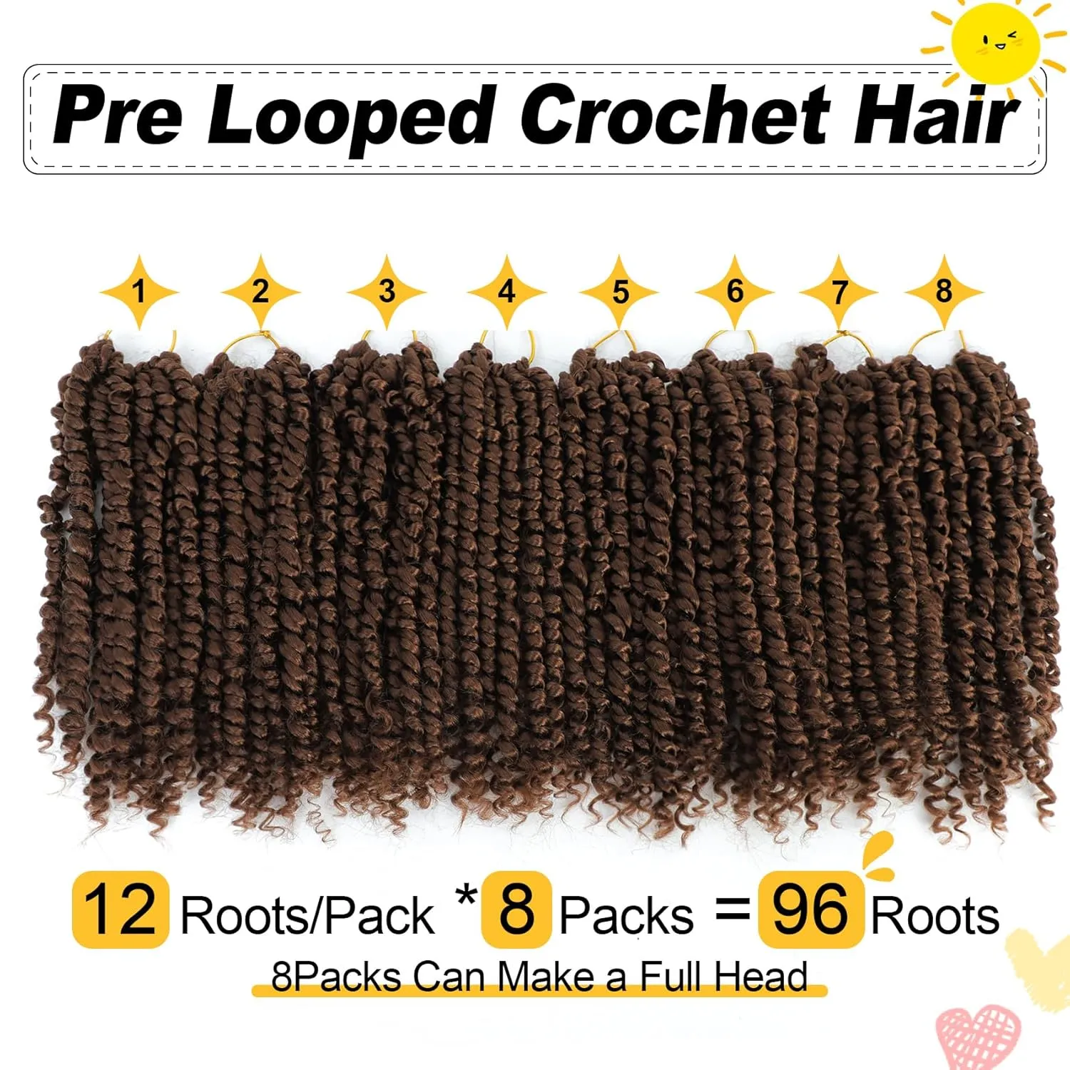 Passion Twist Hair 10 Inch 8 Packs, Pre Twisted Passion Twist Crochet Hair For Black Women, Pre Looped Passion Twist Curly Crochet Hair, Short Crochet Passion Twist Hair (10 Inch (Pack of 8), 30#)