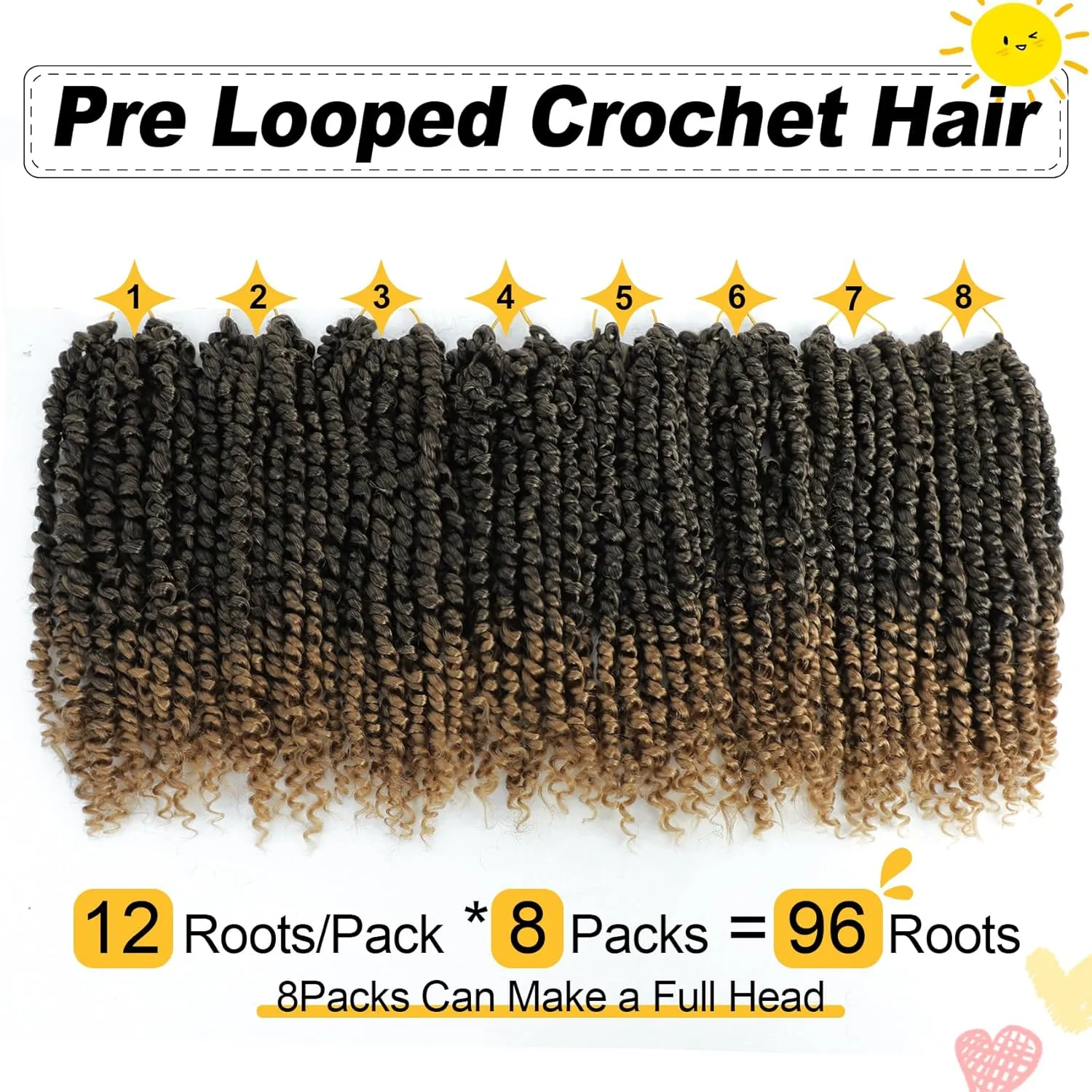 Passion Twist Hair 10 Inch 8 Packs, Pre Twisted Passion Twist Crochet Hair For Black Women, Pre Looped Passion Twist Curly Crochet Hair, Short Crochet Passion Twist Hair (10 Inch (Pack of 8), T27#)