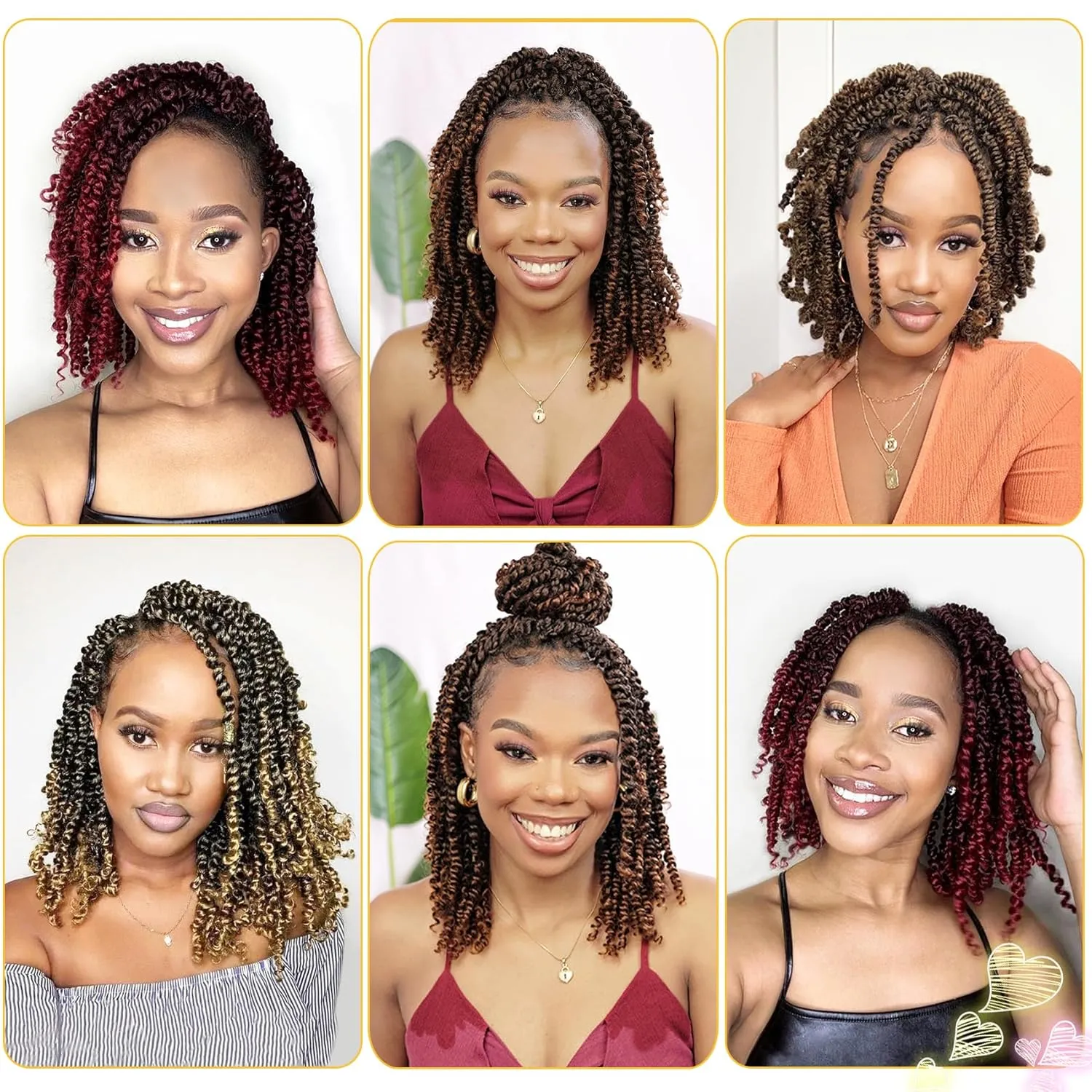 Passion Twist Hair 10 Inch 8 Packs, Pre Twisted Passion Twist Crochet Hair For Black Women, Pre Looped Passion Twist Curly Crochet Hair, Short Crochet Passion Twist Hair (10 Inch (Pack of 8), T27#)