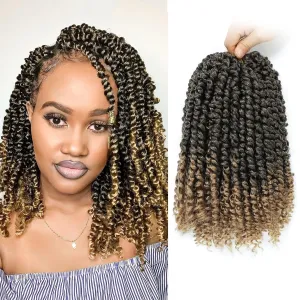 Passion Twist Hair 10 Inch 8 Packs, Pre Twisted Passion Twist Crochet Hair For Black Women, Pre Looped Passion Twist Curly Crochet Hair, Short Crochet Passion Twist Hair (10 Inch (Pack of 8), T27#)
