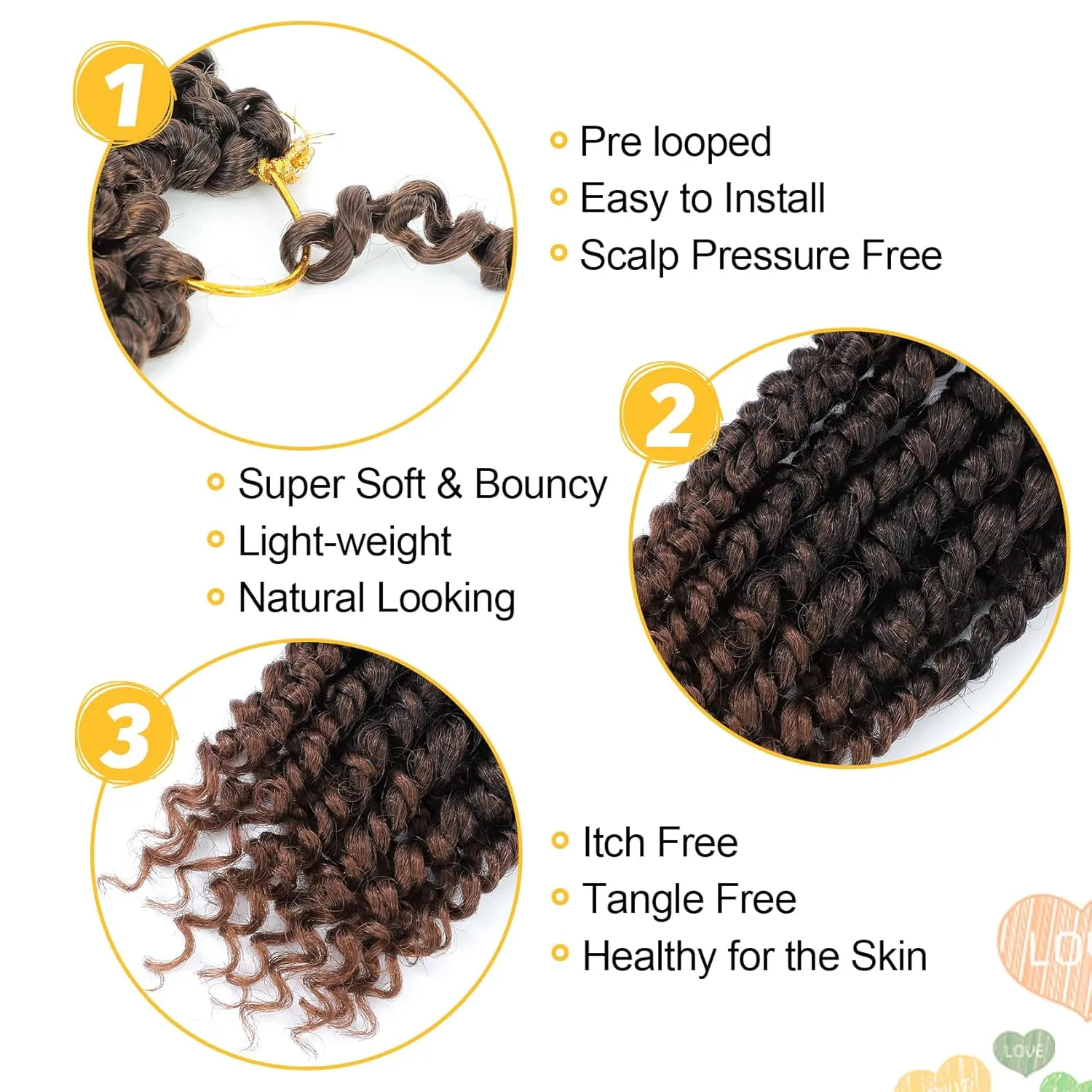 Passion Twist Hair 10 Inch 8 Packs, Pre Twisted Passion Twist Crochet Hair For Black Women, Pre Looped Passion Twist Curly Crochet Hair, Short Crochet Passion Twist Hair (10 Inch (Pack of 8), T30#)