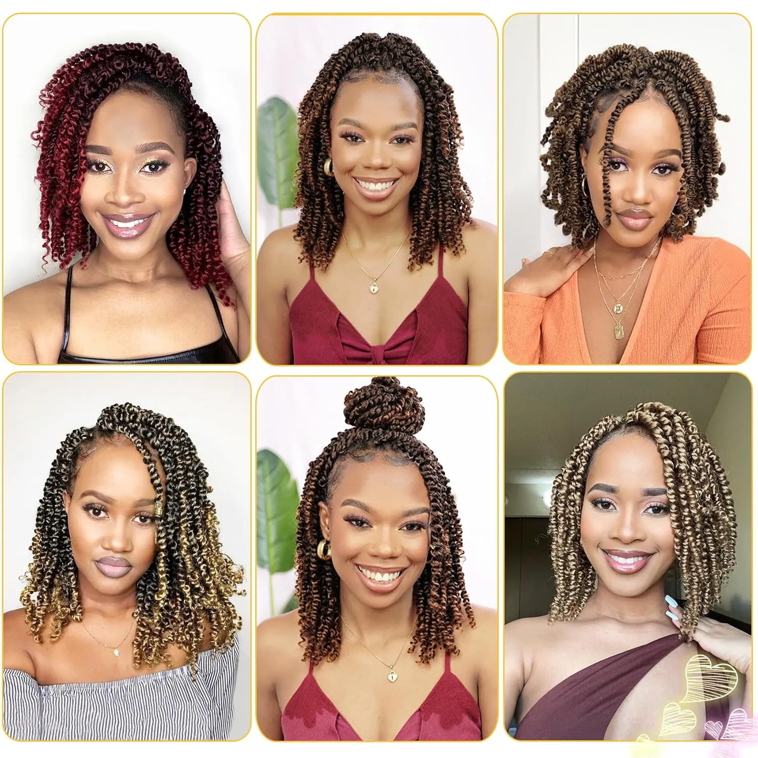 Passion Twist Hair 10 Inch 8 Packs, Pre Twisted Passion Twist Crochet Hair For Black Women, Pre Looped Passion Twist Curly Crochet Hair, Short Crochet Passion Twist Hair (10 Inch (Pack of 8), T30#)