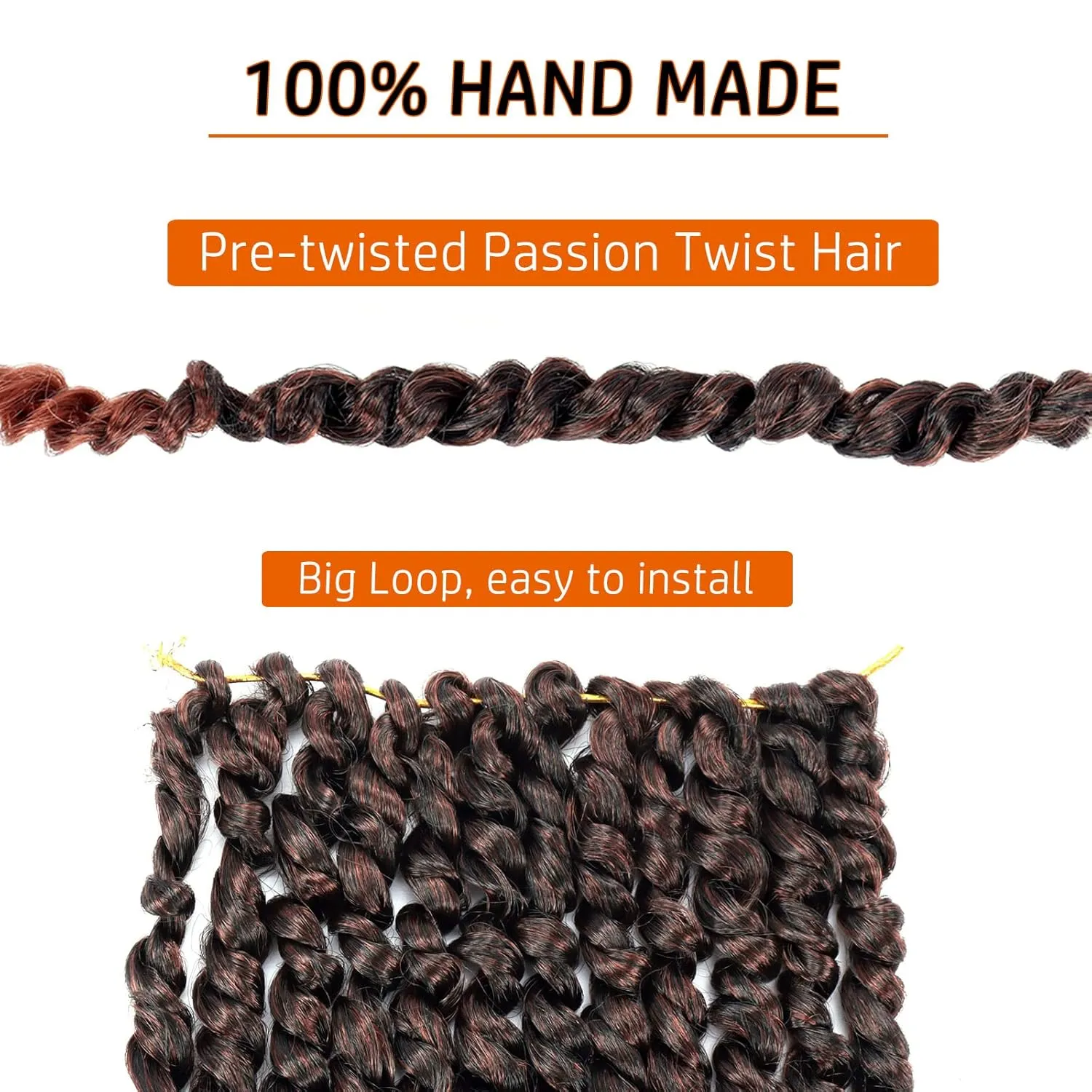 Passion Twist Hair 10 Inch 8 Packs Pre-twisted Passion Twist Crochet Hair for Women Kids Pre-looped Water Wave Crochet Braids Bohemian Curly Crochet Hair Extensions 1B/350