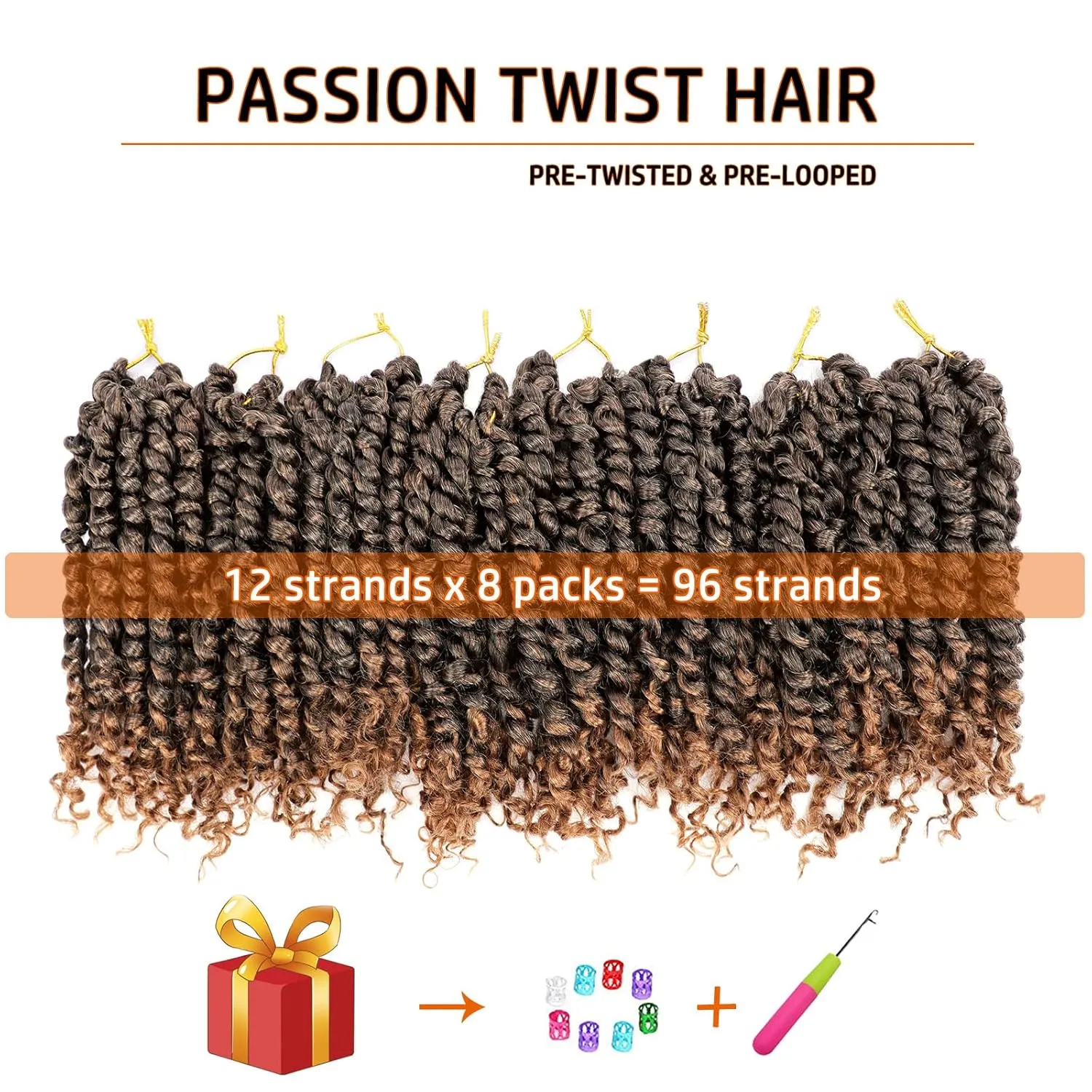 Passion Twist Hair 10 Inch Pre-twisted Passion Twist Crochet Hair for Women Kids Pre-looped Crochet Braids Bohemian Short Curly Crochet Hair Synthetic Hair Extensions 8 packs 1B/30