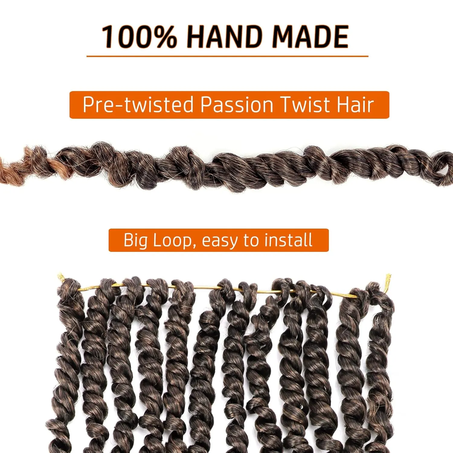 Passion Twist Hair 10 Inch Pre-twisted Passion Twist Crochet Hair for Women Kids Pre-looped Crochet Braids Bohemian Short Curly Crochet Hair Synthetic Hair Extensions 8 packs 1B/30