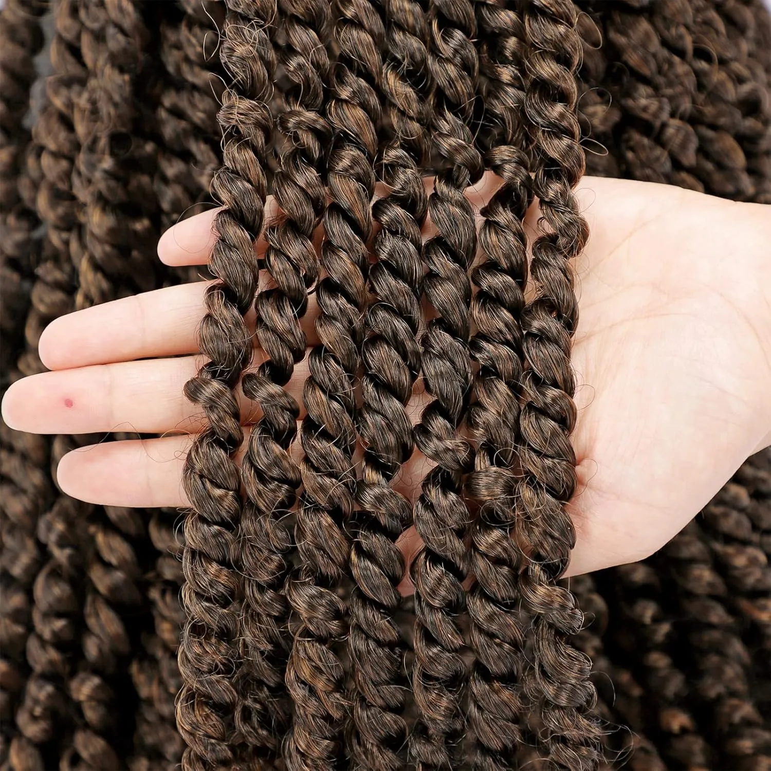 Passion Twist Hair 10 Inch Pre-twisted Passion Twist Crochet Hair for Women Kids Pre-looped Crochet Braids Bohemian Short Curly Crochet Hair Synthetic Hair Extensions 8 packs 1B/30
