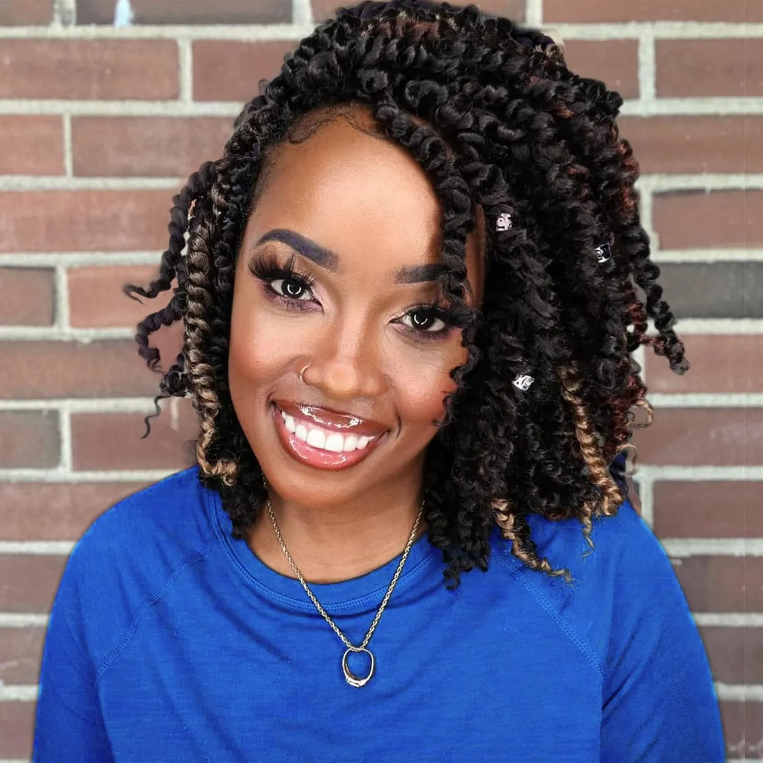 Passion Twist Hair 10 Inch Pre-twisted Passion Twist Crochet Hair for Women Kids Pre-looped Crochet Braids Bohemian Short Curly Crochet Hair Synthetic Hair Extensions 8 packs 1B