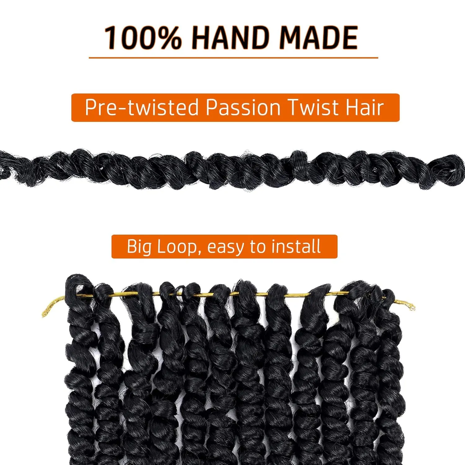 Passion Twist Hair 10 Inch Pre-twisted Passion Twist Crochet Hair for Women Kids Pre-looped Crochet Braids Bohemian Short Curly Crochet Hair Synthetic Hair Extensions 8 packs 1B