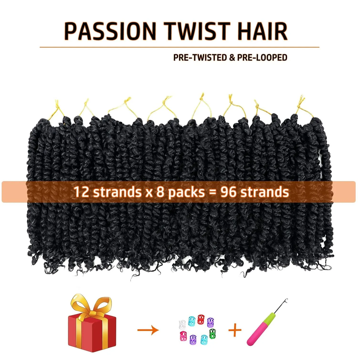 Passion Twist Hair 10 Inch Pre-twisted Passion Twist Crochet Hair for Women Kids Pre-looped Crochet Braids Bohemian Short Curly Crochet Hair Synthetic Hair Extensions 8 packs 1B